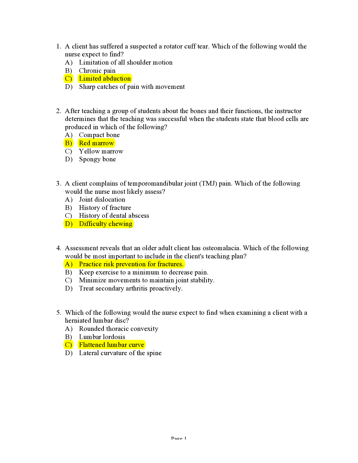 Preview of ASSESSING MUSCULOSKELETAL SYSTEMS CHAPTER 24 6TH EDITION GRADED
